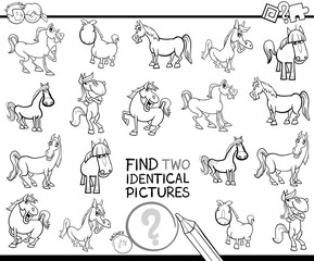 find two identical horses educational color book