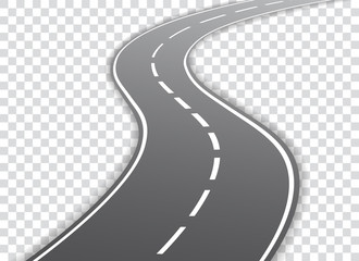 Vector winding road isolated on transparent background. Vector EPS 10.