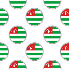 Seamless pattern from the circles with flag of Abkhazia.
