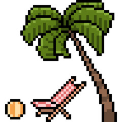 vector pixel art holiday beach