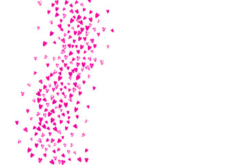 Valentine background with pink glitter hearts. February 14th day. Vector confetti for valentine background template. Grunge hand drawn texture. Love theme for poster, gift certificate, banner.