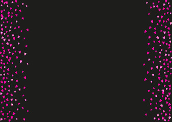 Heart frame for Valentines day with pink glitter. February 14th day. Vector confetti for heart frame template. Grunge hand drawn texture. Love theme for flyer, special business offer, promo.