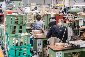 machinery and conveyor belts used in shoe manufacturing