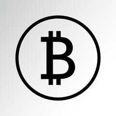 Bitcoin icon, black silhouette. Vector illustration