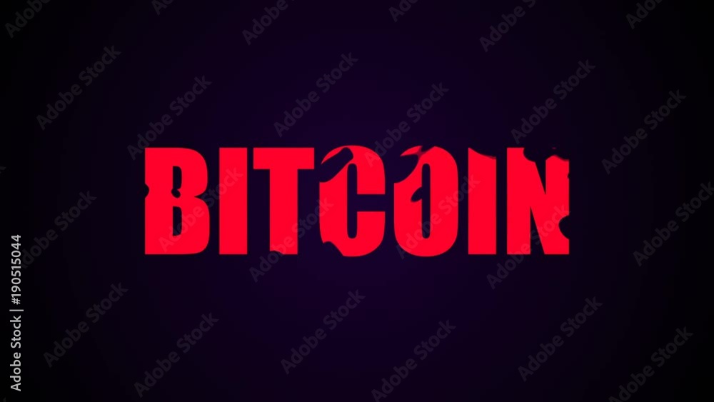 Poster bitcoin text. liquid animation background. seamless loop