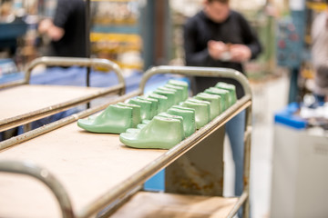 Various moulds used in shoe production line