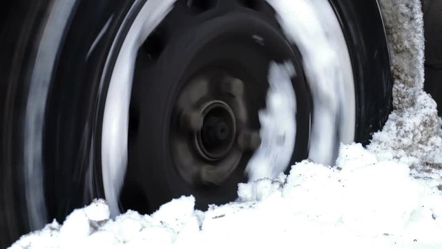 Car got stuck in the deep snow