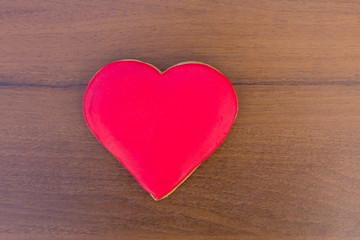Fototapeta premium Heart shaped cookies for valentine day on wooden table