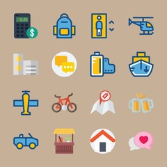 Icon set about Travel. with dollar, film negatives and home