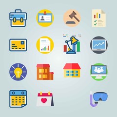 Icon set about Digital Marketing. with briefcase, columns and graphic