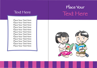 kids reading with book cover design