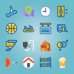 Icon set about Travel. with beer, direction and moon