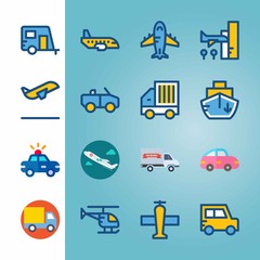 Icon set about Transport. with airplane, boat and goods car