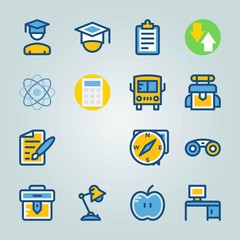 Icon set about Education And School. with diploma, pen and exam