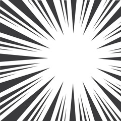 Black and white pop art abstract background with sunbeams. Vector illustration