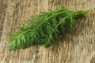fresh dill on a wooden table