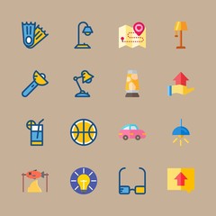 icon set about beach and camping with glasses, beverage and location