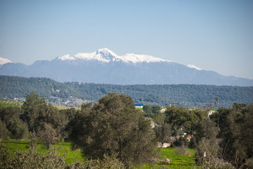 View of the mountains of the Western Taurus from the road Antalya Fethiye. Turkey