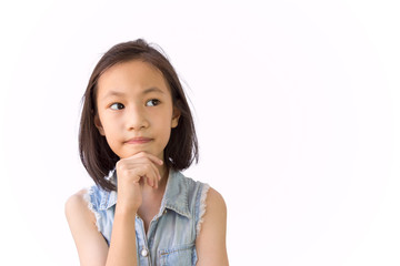 Asian girl on white background,analytical thinking