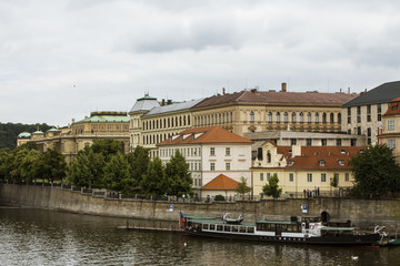 Fototapeta na wymiar View on the promenade of Prague. Czech Republic