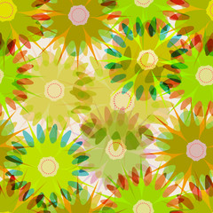 Fototapeta na wymiar Retro abstract springtime flowers, seamless pattern background