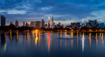 Naklejka na ściany i meble Panorama view of Kuala Lumpur skyline in the morning at Titiwangsa Park