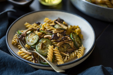 Fusilli with Mushroom,Garlic and Zucchini