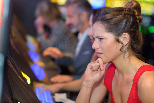 woman unhappy with her gambling result
