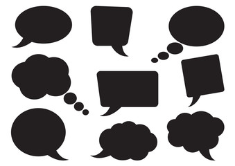 Speech bubbles collection. Blank empty black speech bubbles for your text. Vector illustration