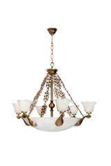 chandelier ceiling glass metal copper bronze design interior white background isolate wall lamps