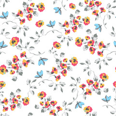 Seamless pattern design with little forget me not flowers