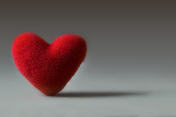 Red Heart stand alone on glay background. Valentine concept.