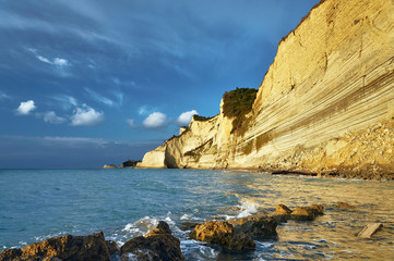Fototapeta na wymiar cliff of the island of Corfu in Greece.