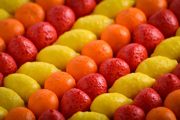  Colorful background of assorted Gumballs isolated over white background