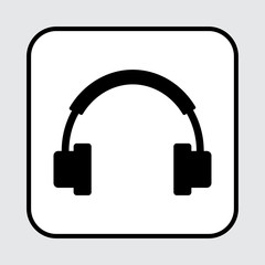 Headphone icon, black silhouette. Vector illustration