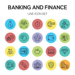 Banking and Finance Line Icon