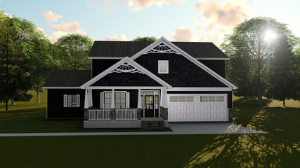 Obraz premium 3D Illustration of Modern Bungalo