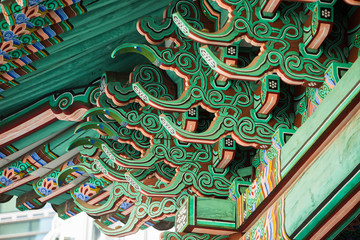 Decorative element of traditional building in South Korea.