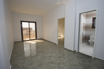 Interior design of an empty unfinished show home apartment