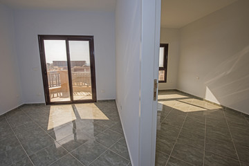 Interior design of an empty unfinished show home apartment