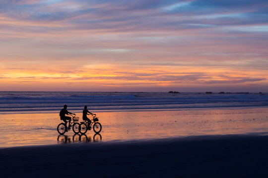 Sunset bike ride on the beach