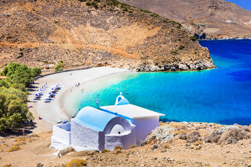 beautiful beaches of Greece - Astypalaia island , and little church of Agios Konstantinos