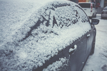 A car in the snow.