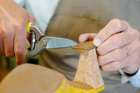 Cobbler repairing a heel
