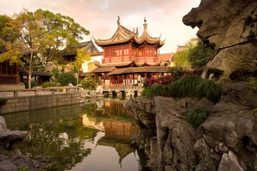 Fototapete Shanghai Pagode in öffentlichen Gärten des Yuyuan-Gartens (Yu-Garten), Altstadt, Shanghai, China, Asien