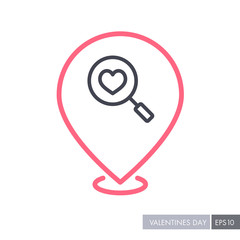 Heart search pin map icon