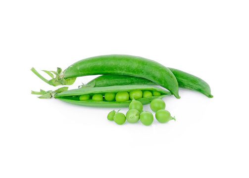 Green Snap Peas Isolated On White