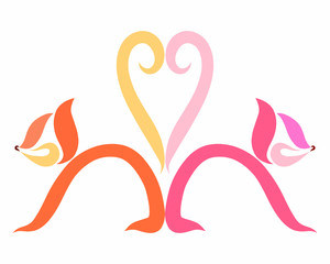Obraz premium Abstract cats and heart of tails