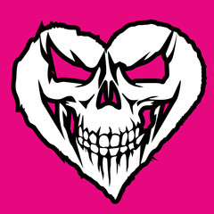 valentines skull with heart, grunge vintage design t shirts