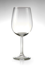 Calice di vino bianco su fondo totalmente bianco
